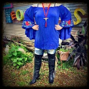 Bell Sleeve Embroidered Tunic
